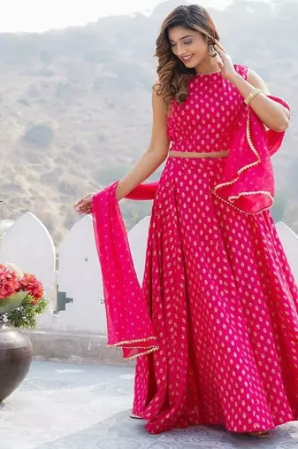 Foil Printed Ready to Wear Lehenga Choli With Dupatta