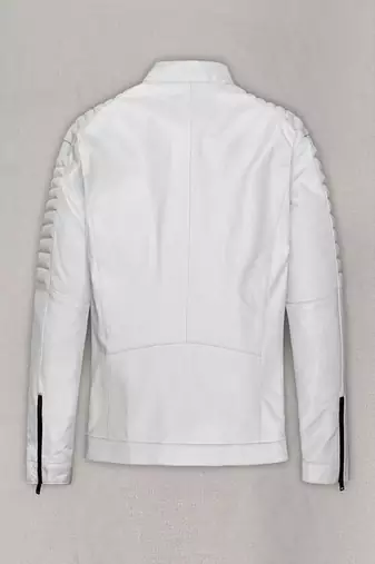 men's white premium lambskin leather jacket vintage inspired look exclusive