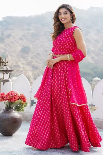 Foil Printed Ready to Wear Lehenga Choli With Dupatta