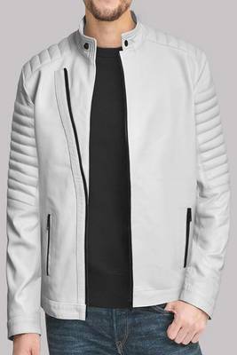 men's white premium lambskin leather jacket vintage inspired look exclusive 4