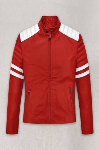 men's white premium lambskin leather jacket quilted shoulder detailing premium