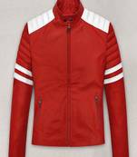 men's white premium lambskin leather jacket quilted shoulder detailing premium