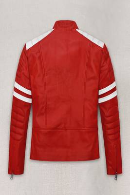 men's white premium lambskin leather jacket quilted shoulder detailing premium 2