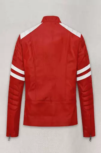 men's white premium lambskin leather jacket quilted shoulder detailing premium