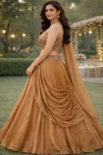 Embroidered Sequinned Ready to Wear Lehenga & Unstitched Blouse With Dupatta