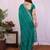 Teal chiffon sequence work saree with matching blouse piece