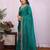 Teal chiffon sequence work saree with matching blouse piece