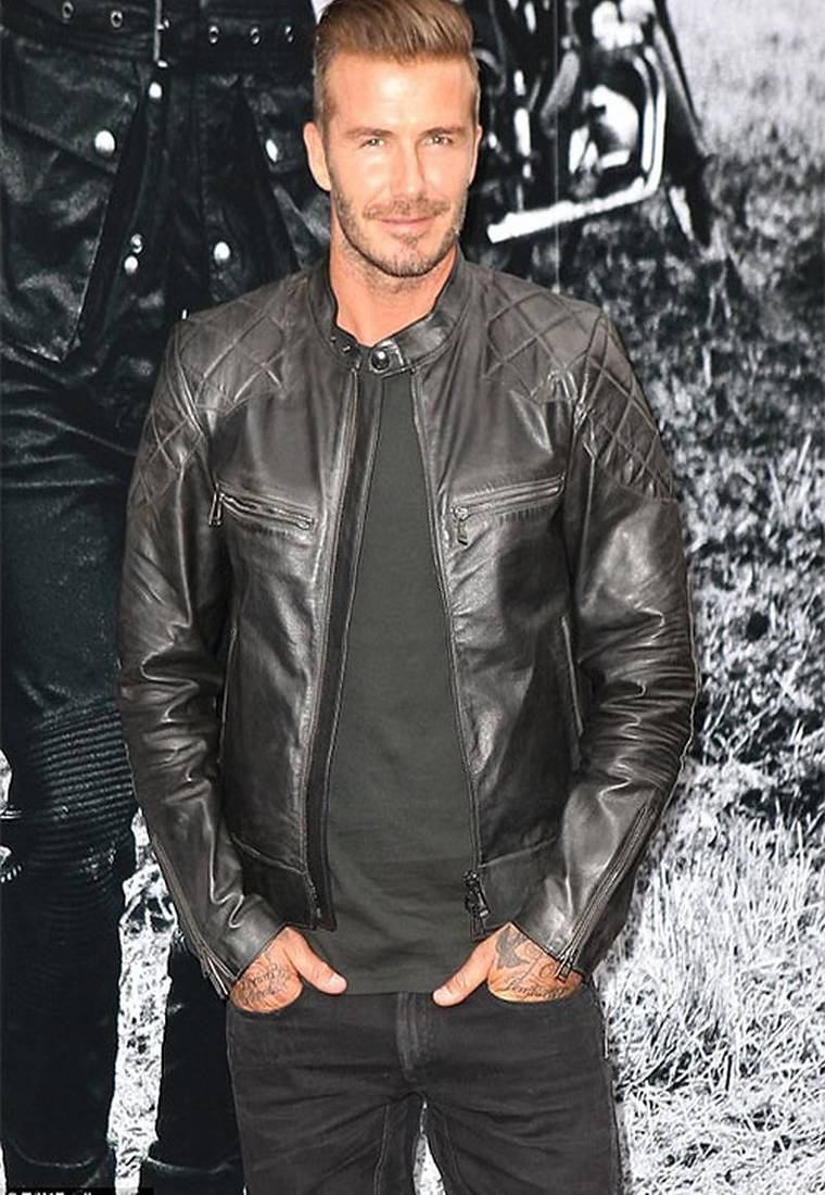 Mens genuine classic vintage black stylish pure lambskin leather beckham look