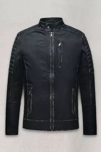 Mens genuine classic café racer black stylish pure lambskin leather biker jacket