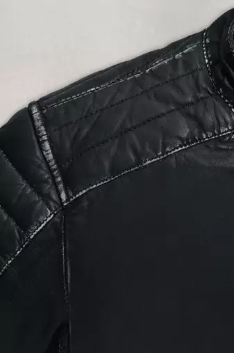 men's black lambskin cafe racer jacket band collar racer style timeless