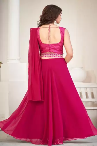 Embroidered Thread Work Semi Stitched Lehenga & Unstitched Blouse With Dupatta