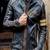 Mens genuine vintage black stylish pure lambskin leather biker jacket caramel strip