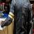 Mens genuine vintage black stylish pure lambskin leather biker jacket caramel strip