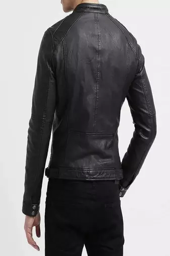 men's black lambskin leather biker jacket classic moto zip style stylish original