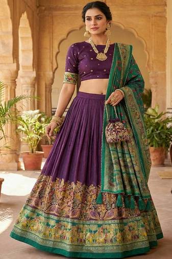 Foil Print Ready to Wear Lehenga & Unstitched Blouse With Dupatta