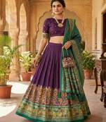 Foil Print Ready to Wear Lehenga & Unstitched Blouse With Dupatta