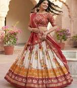 Printed Foil Print Ready to Wear Lehenga & Unstitched Blouse With Dupatta