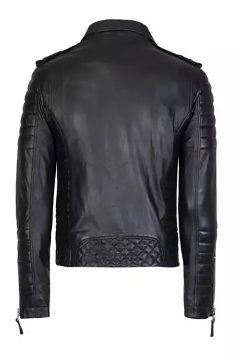 men's black lambskin leather biker jacket premium quilted design unique