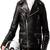 Mens genuine classic black stylish zip moto jacket pure lambskin leather biker jacket