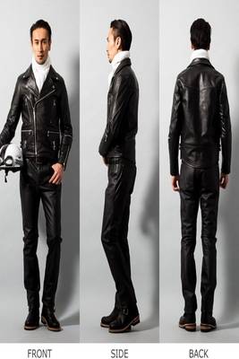 men's black lambskin leather biker jacket classic moto zip style stylish top grade 2