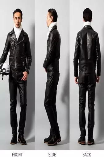 men's black lambskin leather biker jacket classic moto zip style stylish top grade