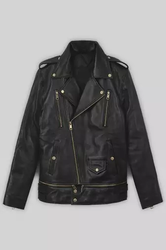 Mens genuine classic black stylish zip moto jacket pure lambskin leather trooper biker jacket