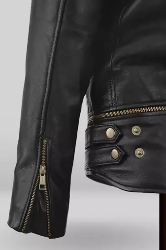 men's black lambskin leather biker jacket classic moto zip style stylish fine