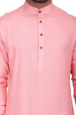 Elegent pink rayon long kurta with white pants 4