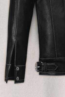 men's black lambskin leather biker jacket classic zip up style classic 3