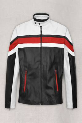 men's white lambskin leather biker jacket classic zip up style authentic 1