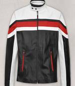 men's white lambskin leather biker jacket classic zip up style authentic