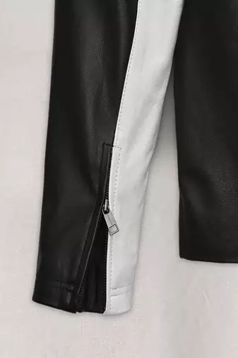 men's white lambskin leather biker jacket classic zip up style authentic