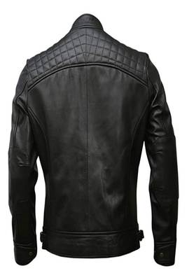 men's black lambskin leather biker jacket premium quilted design special 2