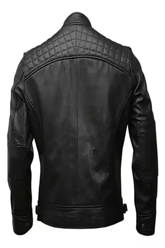 men's black lambskin leather biker jacket premium quilted design special
