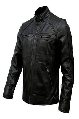 men's black lambskin leather biker jacket premium quilted design special 3