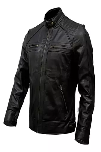 men's black lambskin leather biker jacket premium quilted design special
