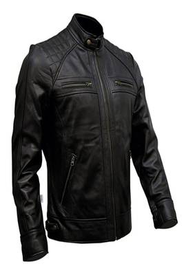 men's black lambskin leather biker jacket premium quilted design special 4