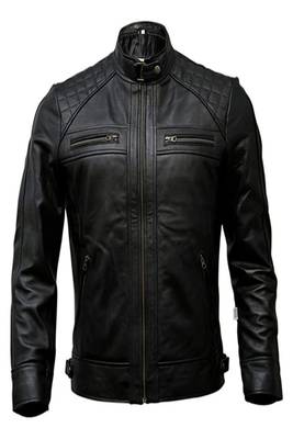 men's black lambskin leather biker jacket premium quilted design special 1
