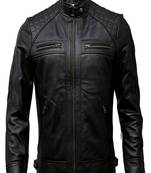 men's black lambskin leather biker jacket premium quilted design special