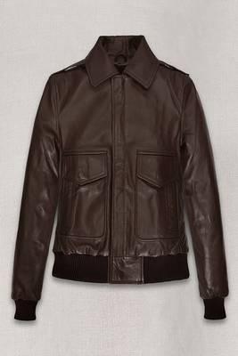 men's brown lambskin leather bomber jacket ribbed cuffs and waist superior 1