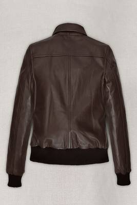 men's brown lambskin leather bomber jacket ribbed cuffs and waist superior 2