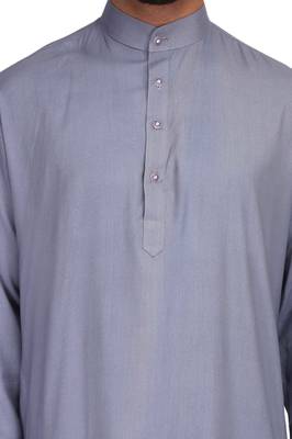 Elegent grey rayon long kurta with white pants 4