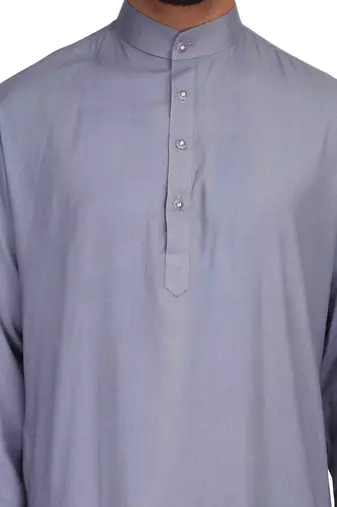 Elegent grey rayon long kurta with white pants