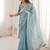 Sky Blue Color Thread Embroidery work With Sequence work Silk Saree