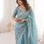 Sky Blue Color Thread Embroidery work With Sequence work Silk Saree