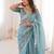 Sky Blue Color Thread Embroidery work With Sequence work Silk Saree