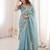 Sky Blue Color Thread Embroidery work With Sequence work Silk Saree