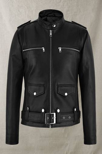 Mens genuine classic black stylish zipper chic rider moto jacket pure lambskin leather