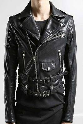 men's black lambskin leather biker jacket classic moto zip style stylish pro 1