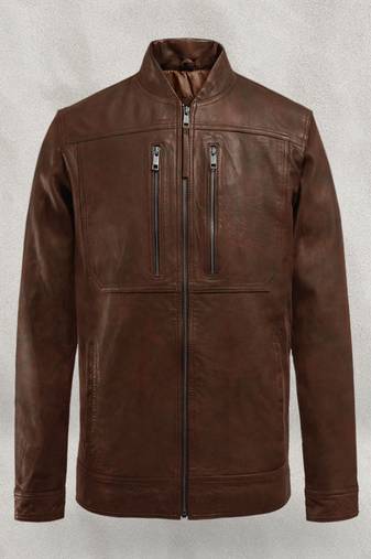Mens genuine classic thunder storm spanish brown leather jacket biker leather jacket pure lambskin